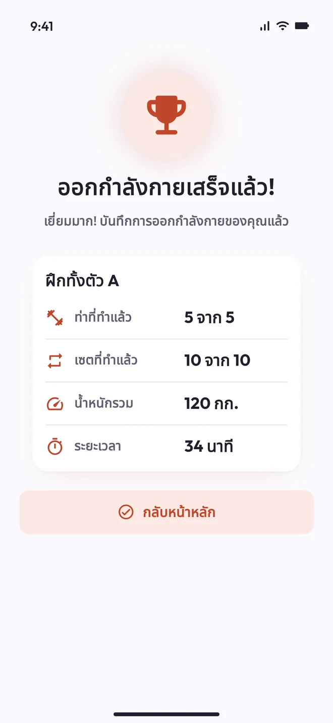 สรุปการฝึกที่เสร็จแล้ว
